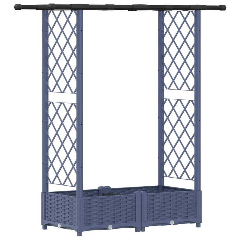 Cama Elevada Con Trellis Y Techo Gris 122,5 X 40 X 121 Cm Pp