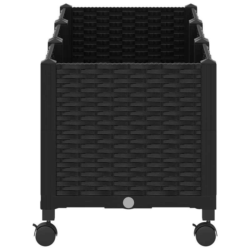 Macetero De Jardín Con Ruedas Negro 120 X 40 X 44 Cm Pp
