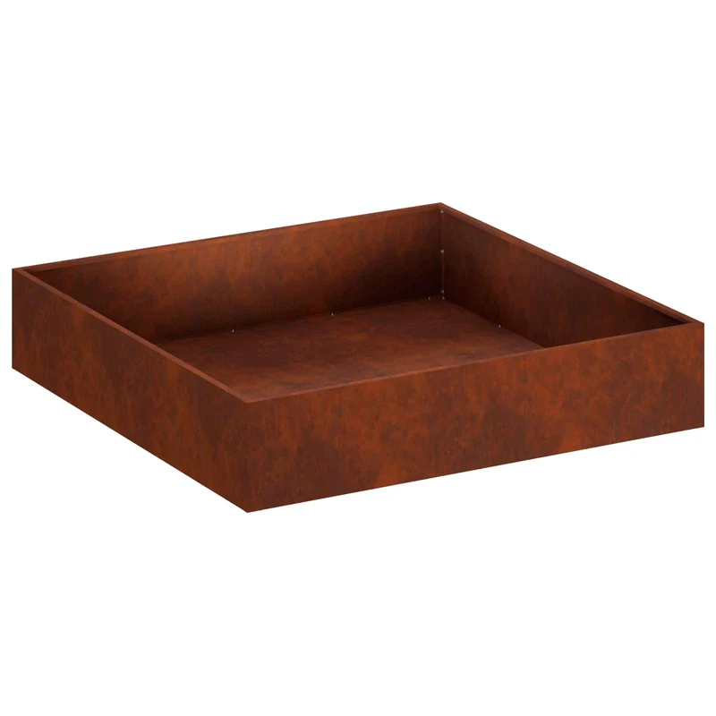 Macetero De Jardín Oxidado 80 X 80 X 20 Cm Acero Oxidado