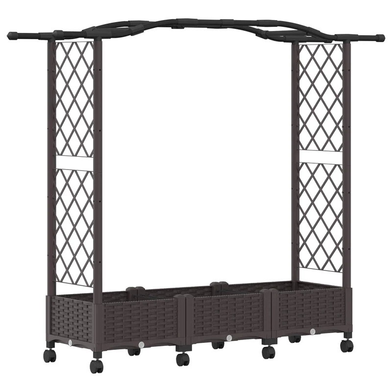 Cama Elevada Con Enrejado Y Ruedas Marrón 169 X 40 X 129 Cm Pp