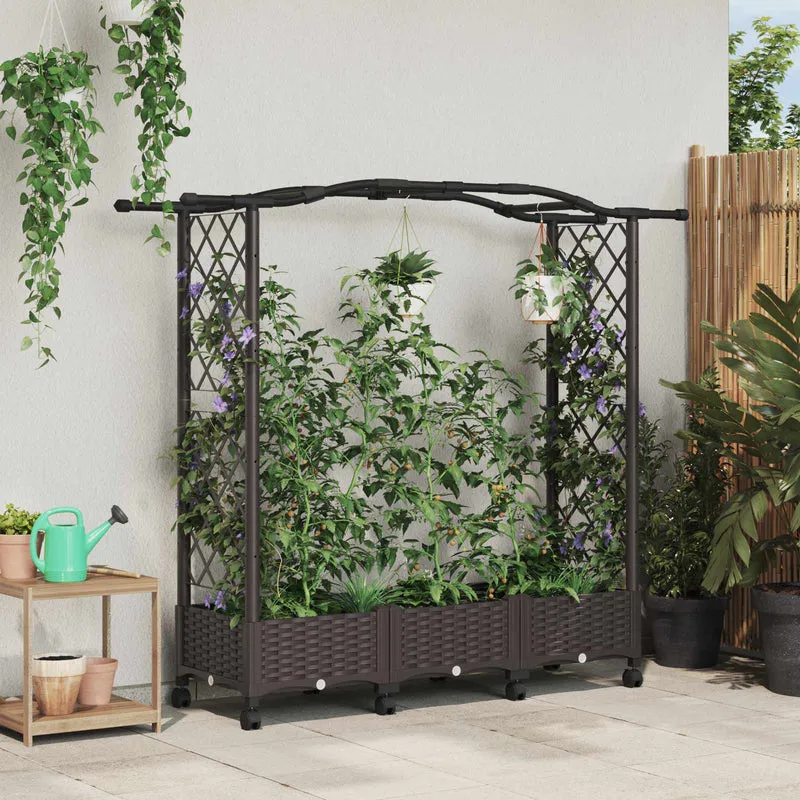 Cama Elevada Con Enrejado Y Ruedas Marrón 169 X 40 X 129 Cm Pp