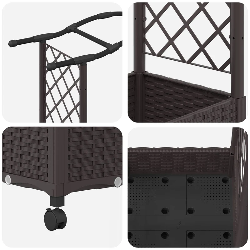 Cama Elevada Con Enrejado Y Ruedas Marrón 169 X 40 X 129 Cm Pp