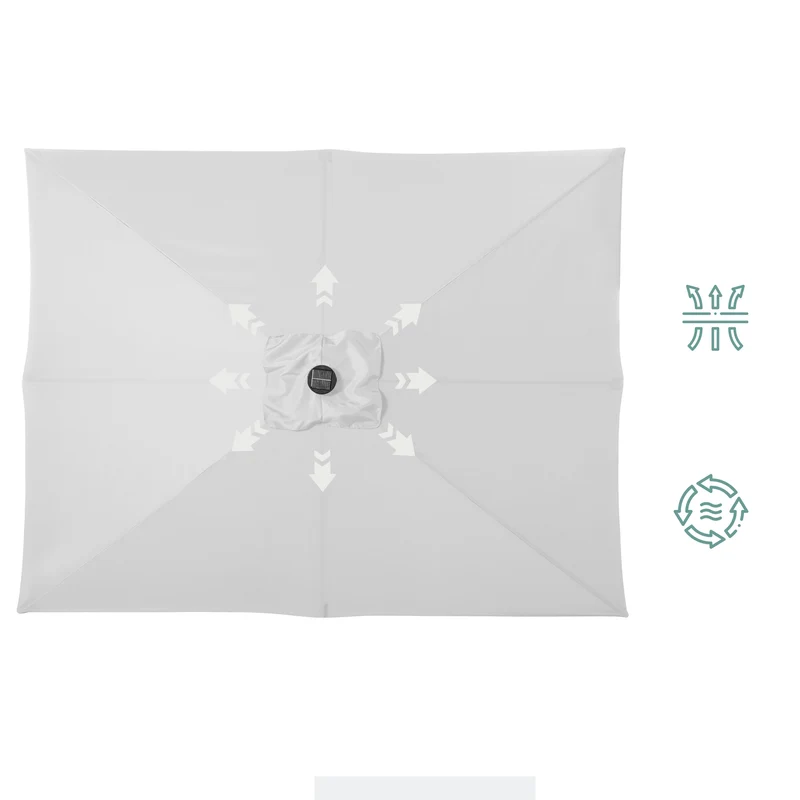 Outsunny Sombrilla De Jardín 268x205x248 Cm Con Techo Inclinable Luces Led Crema