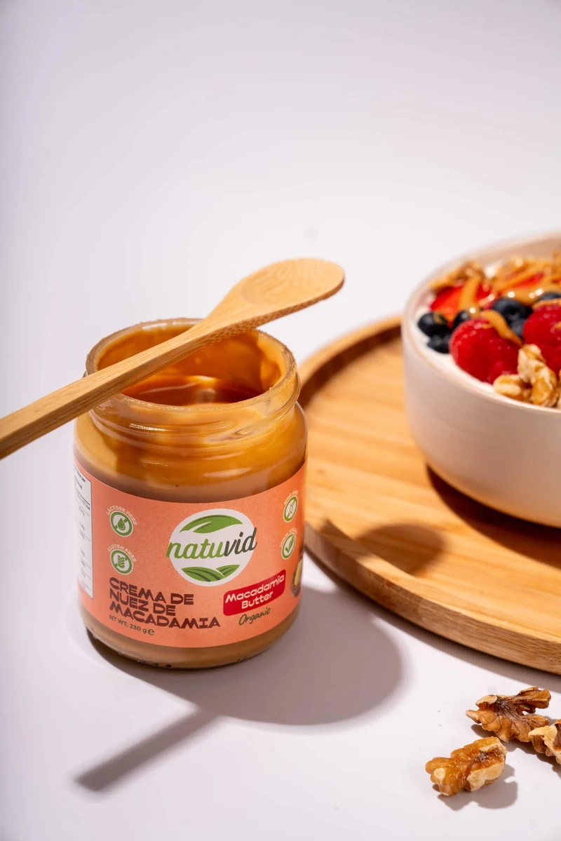 Crema de Nuez de Macadamia BIO Natuvid | 230gr | Sin Gluten, Sin Lactosa | 100% Natural y Vegana| NON-GMO