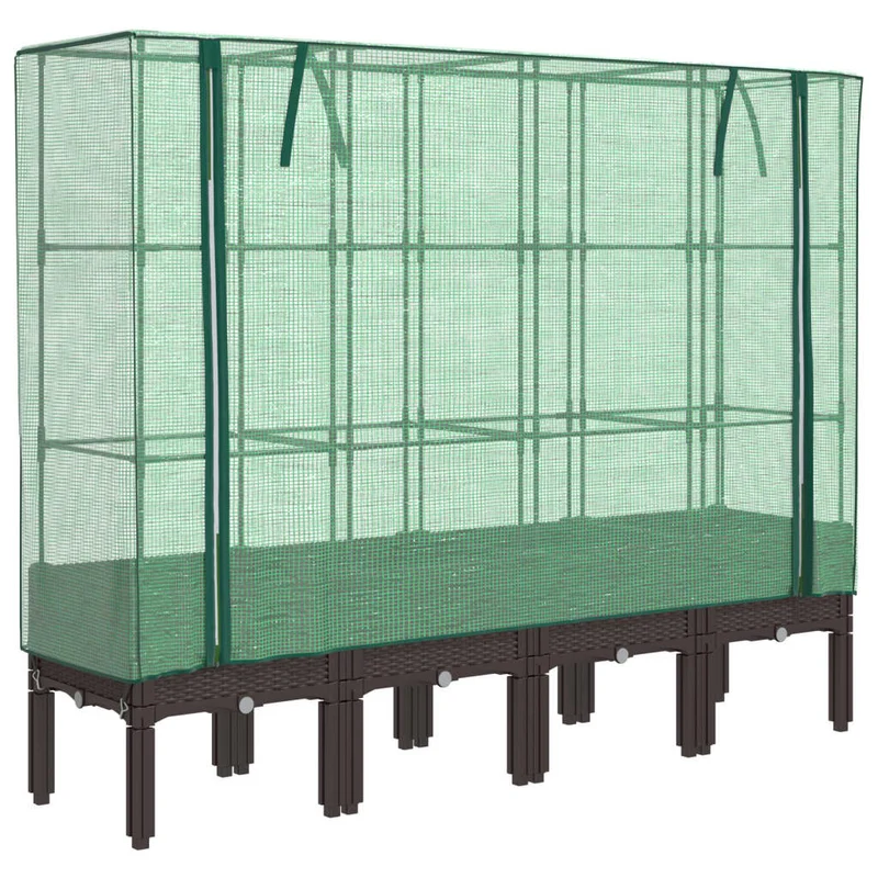 Arriate Con Cubierta Invernadero Aspecto Ratán 160x40x140 Cm