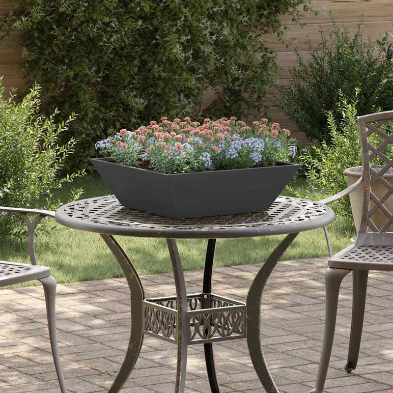 Macetero De Jardín Negro 50 X 50 X 15 Cm Acero Laminado En Frío