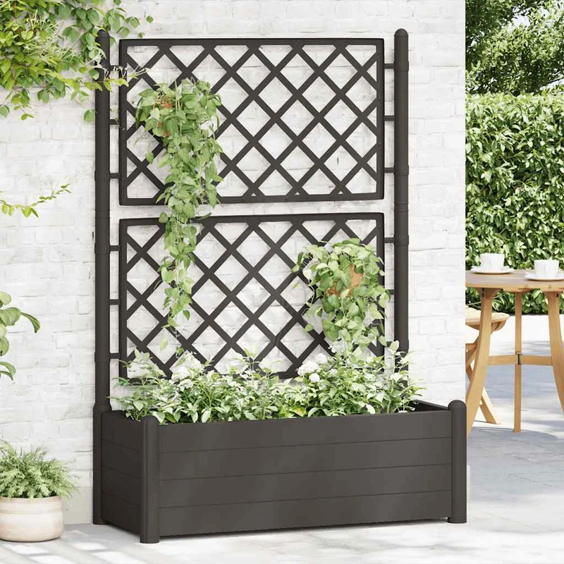 Jardinera Con Enrejado Pp Gris Antracita 100x43x142 Cm
