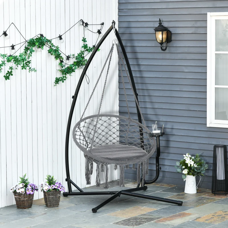 Outsunny Soporte Para Silla Colgante 190 Cm Sostén Para Columpio Con Mesita