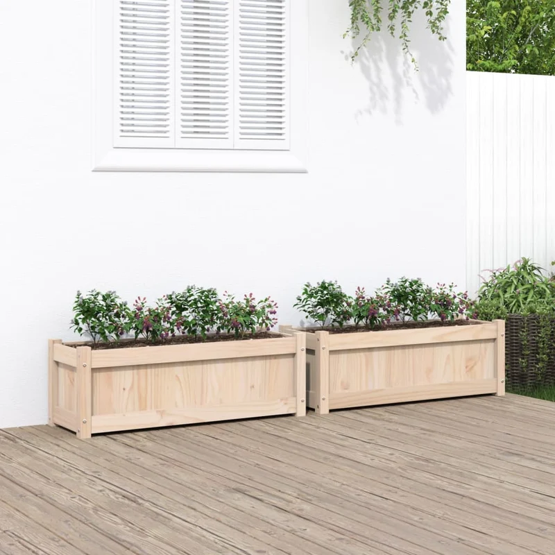 Jardineras De Exterior 2 Unidades Madera Maciza De Pino