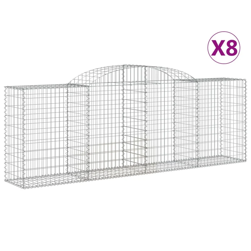 Cestas De Gaviones 8 Uds Forma De Arco Hierro 300x50x100/120 Cm