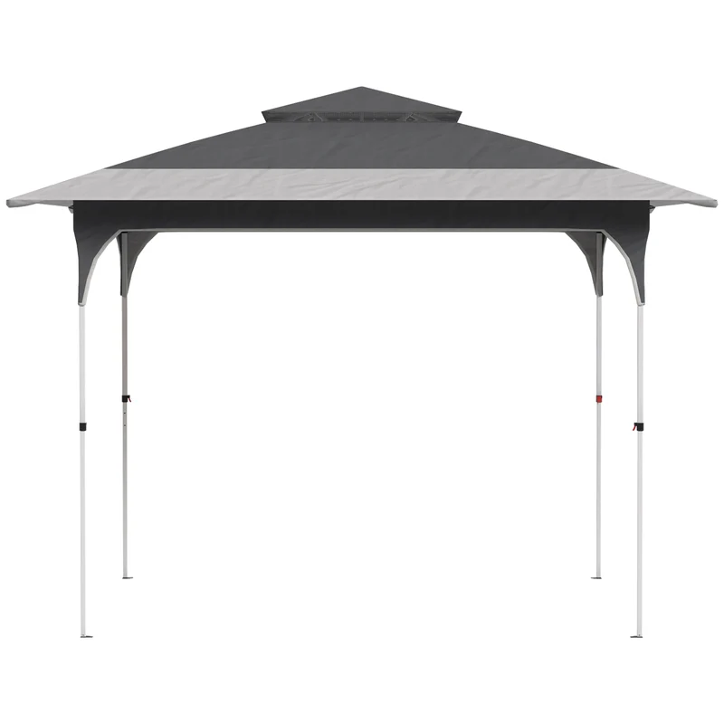 Outsunny Carpa Plegable 3,5x3,5 M Con Doble Techo Altura Ajustable Upf50+ Gris