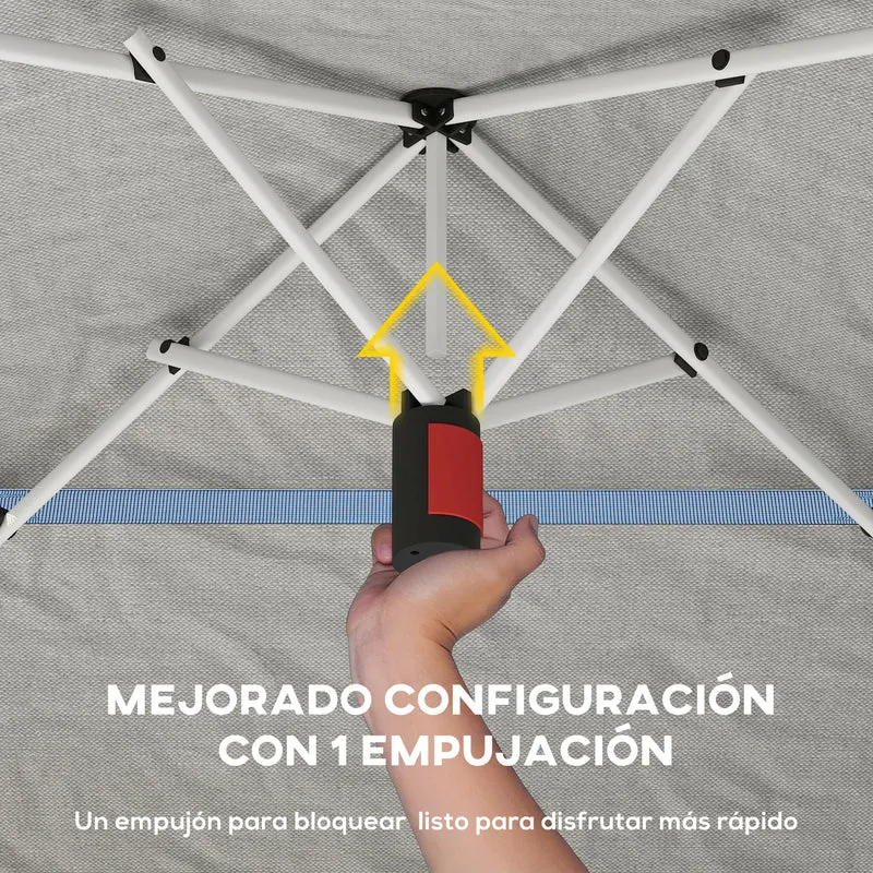 Outsunny Carpa Plegable 3,5x3,5 M Con Doble Techo Altura Ajustable Upf50+ Gris