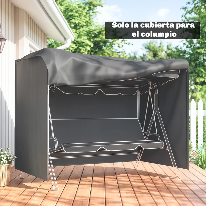 Outsunny Funda Balancín Jardín Con 2 Cremalleras 205x124x164 Cm Gris Oscuro