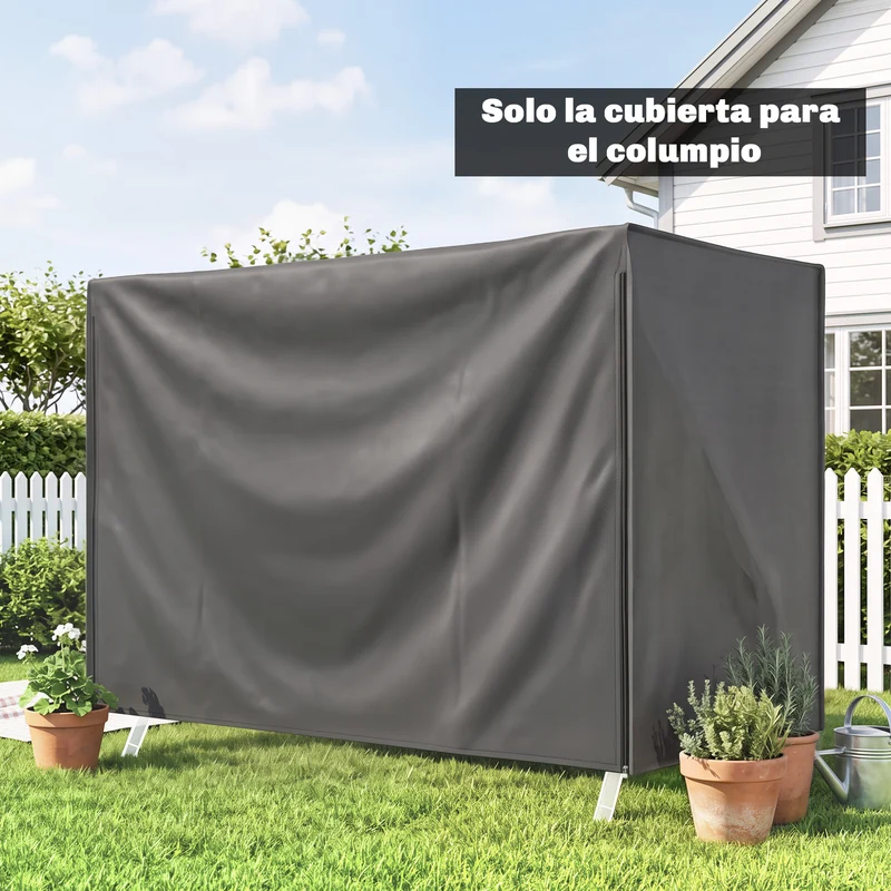 Outsunny Funda Balancín Jardín Con 2 Cremalleras 205x124x164 Cm Gris Oscuro