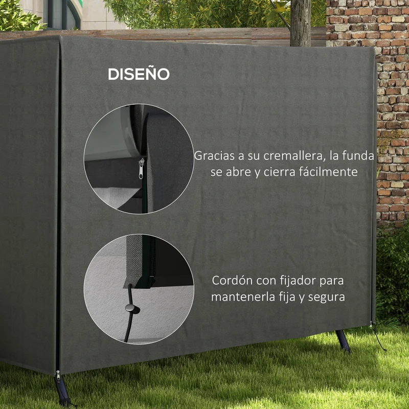 Outsunny Funda Balancín Jardín Con 2 Cremalleras 205x124x164 Cm Gris Oscuro