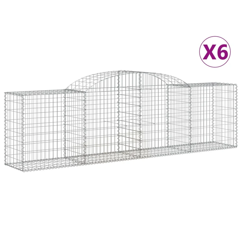 Cestas De Gaviones 6 Uds Forma De Arco Hierro 300x50x80/100 Cm