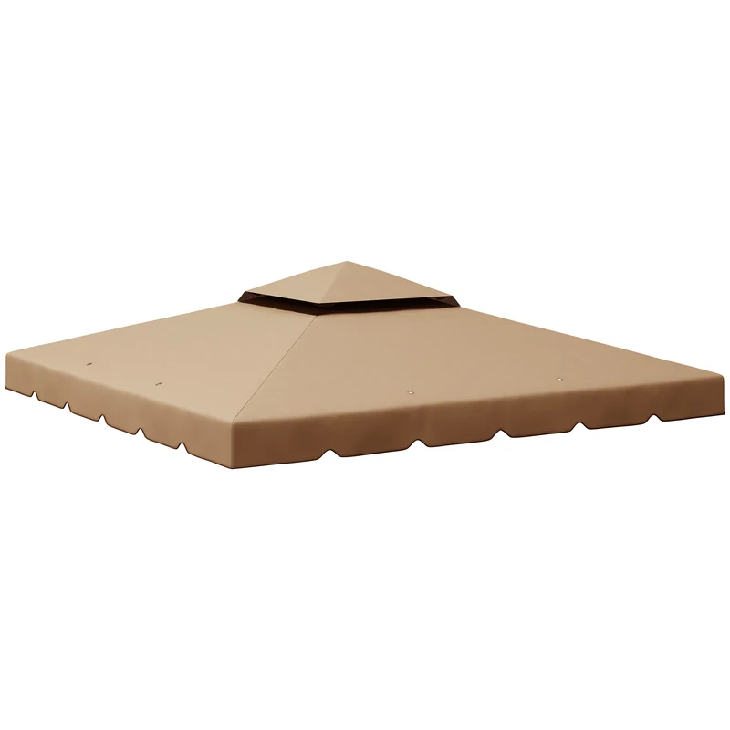 Outsunny Techo De Repuesto Para Cenador 3x3 M Con Doble Techo Caqui