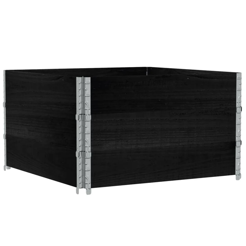 Jardinera De Madera Maciza De Pino Negra 100x100 Cm