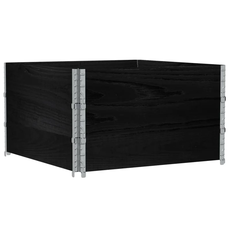 Jardinera De Madera Maciza De Pino Negra 100x100 Cm