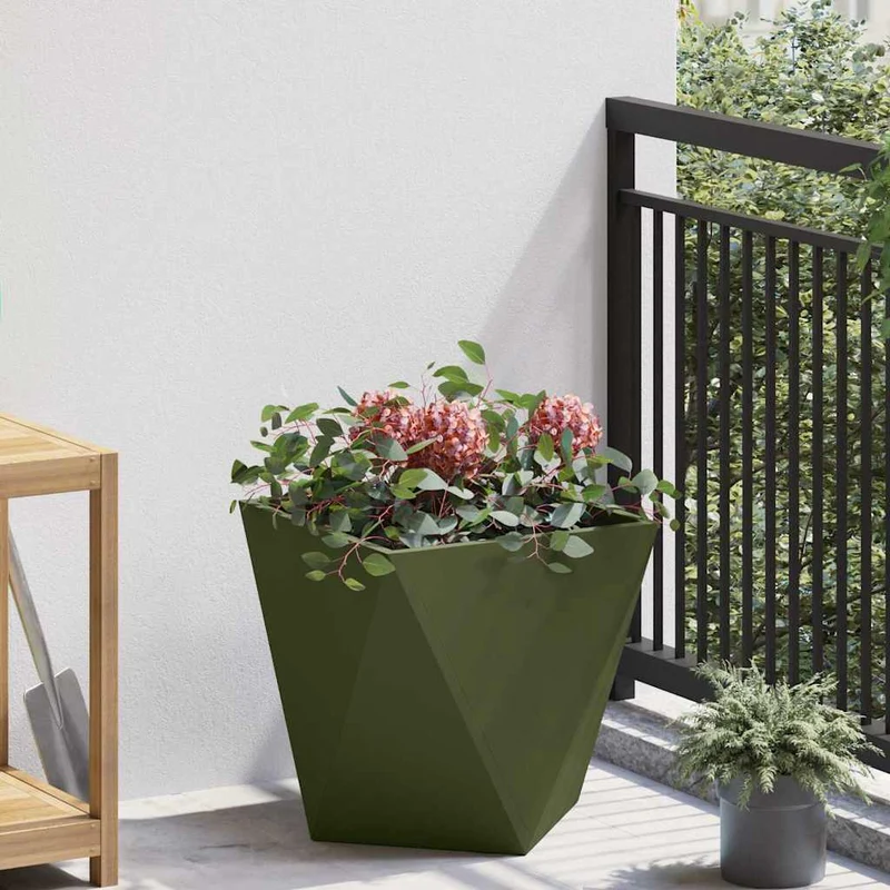 Jardinera Verde Oliva 40 X 40 X 40 Cm Acero