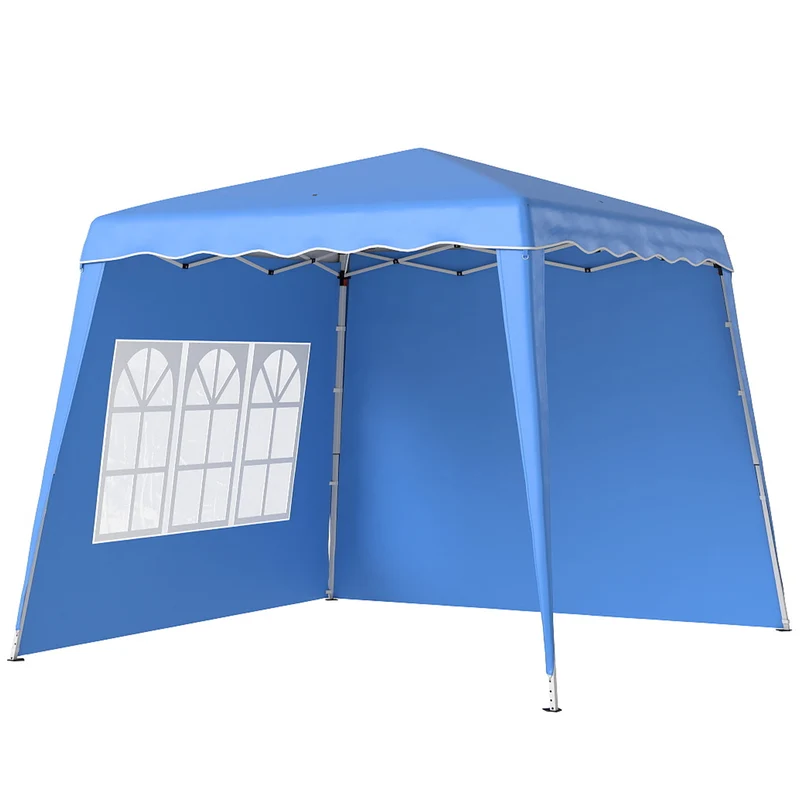Outsunny Carpa Plegable Pop-up 2,89x2,89 M 2 Paredes Laterales Altura Ajustable