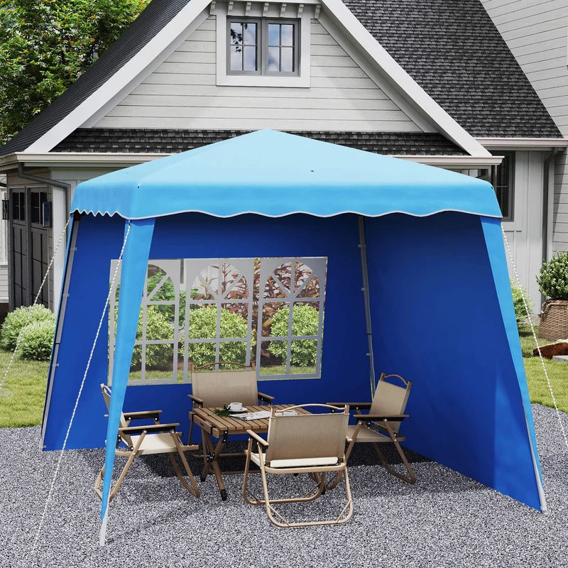 Outsunny Carpa Plegable Pop-up 2,89x2,89 M 2 Paredes Laterales Altura Ajustable