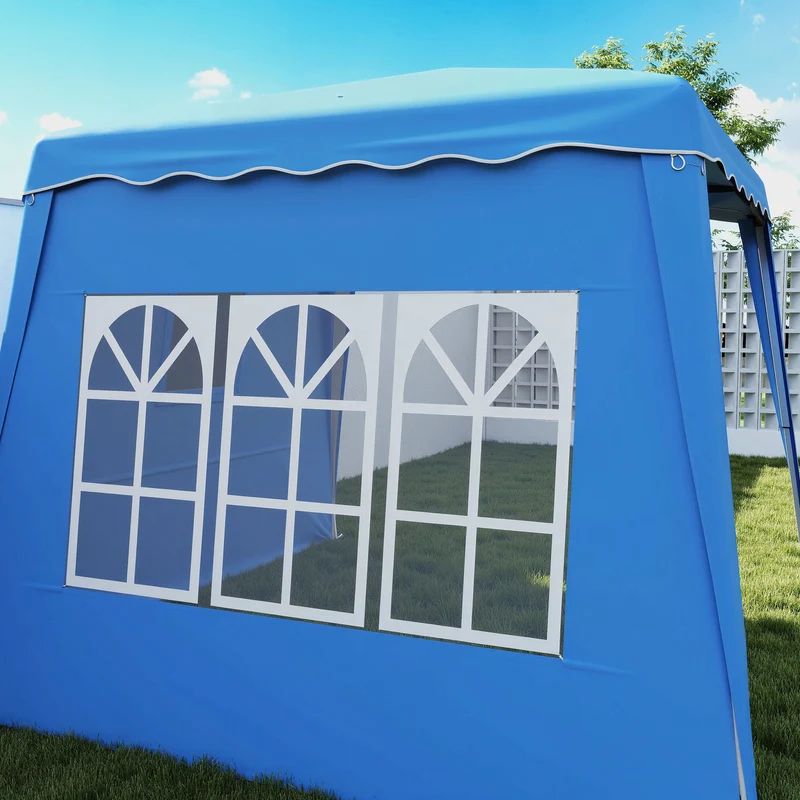 Outsunny Carpa Plegable Pop-up 2,89x2,89 M 2 Paredes Laterales Altura Ajustable