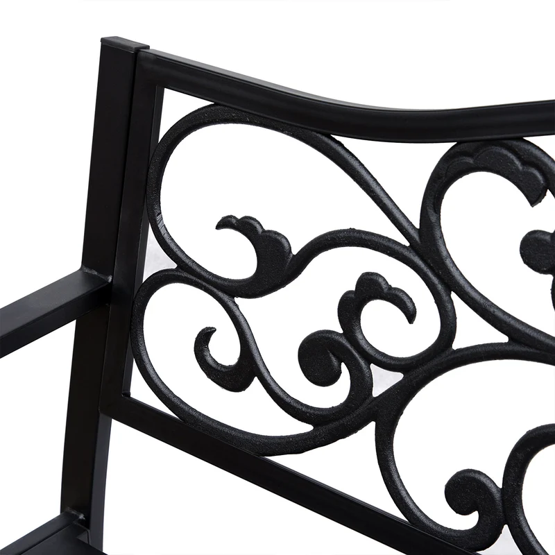 Outsunny Banco De Jardín De Acero Carga 240 Kg Para Patio 127x60x89 Cm Negro