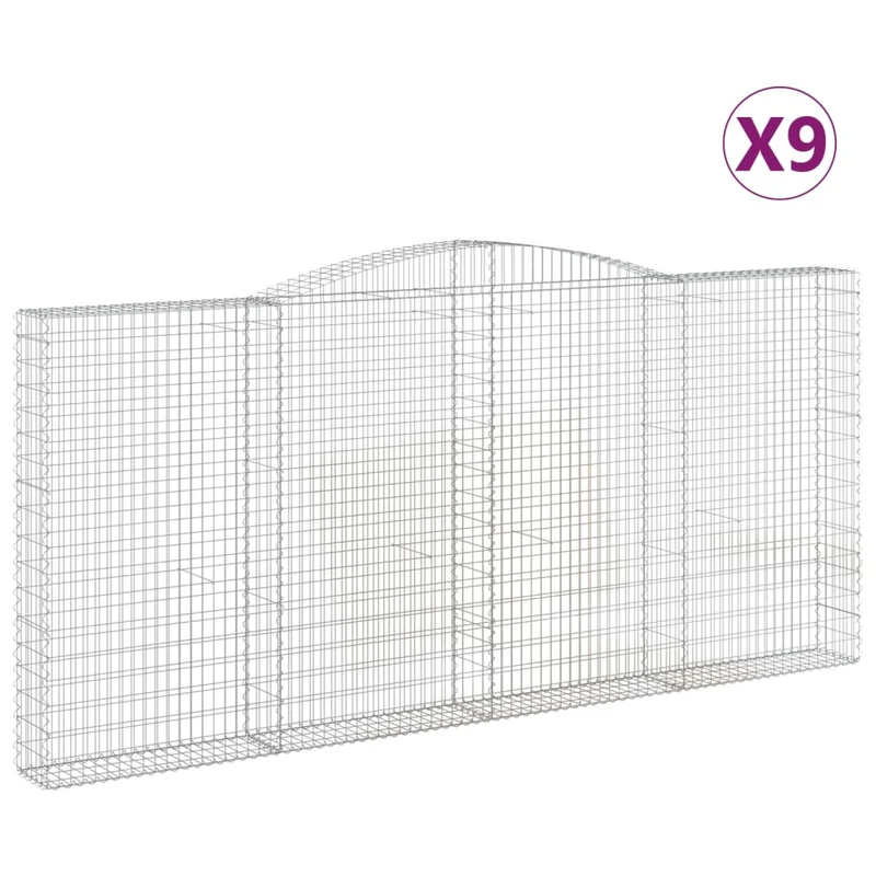 Cestas De Gaviones 9 Uds Forma De Arco Hierro 400x30x180/200 Cm