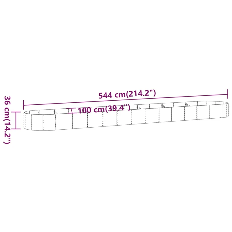 Jardinera Arriate Acero Galvanizado Plata 544x100x36 Cm