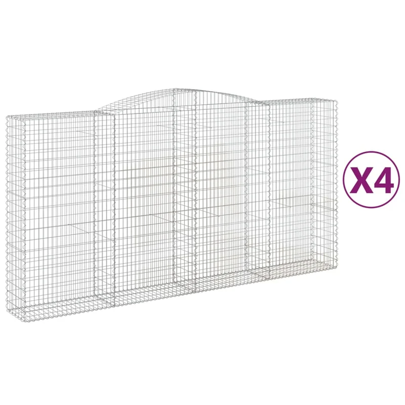 Cestas De Gaviones 4 Uds Forma De Arco Hierro 400x50x200/220 Cm