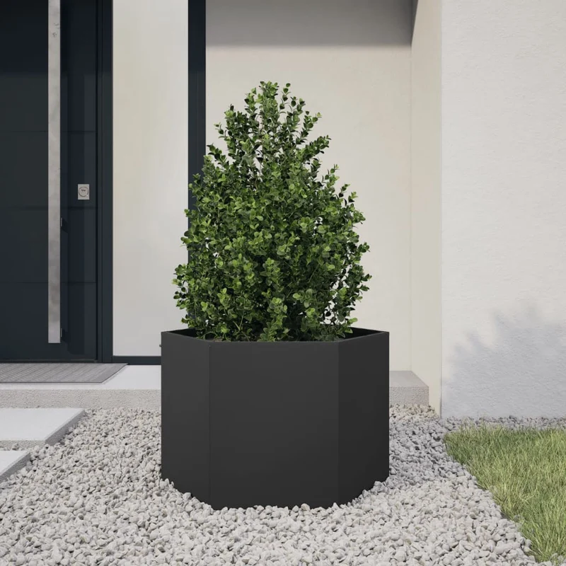 Jardinera Hexagonal Acero Negra 69x60x45 Cm