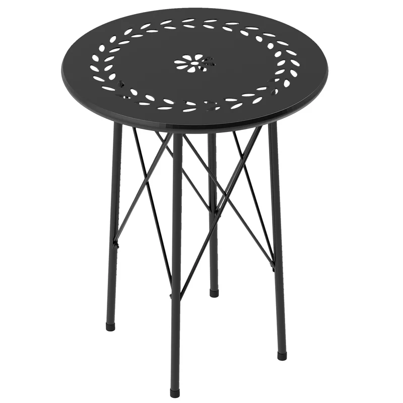 Outsunny Mesa De Jardín Redonda Ø40x50 Cm Para Interior Y Exterior Negro