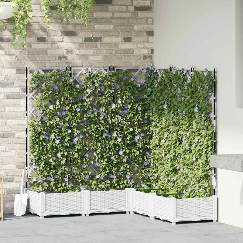 Macetero De Jardín 5 Uds. Blanco 120 X 120 X 125,5 Cm Pp