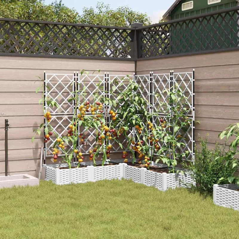 Macetero De Jardín 5 Uds. Blanco 120 X 120 X 125,5 Cm Pp