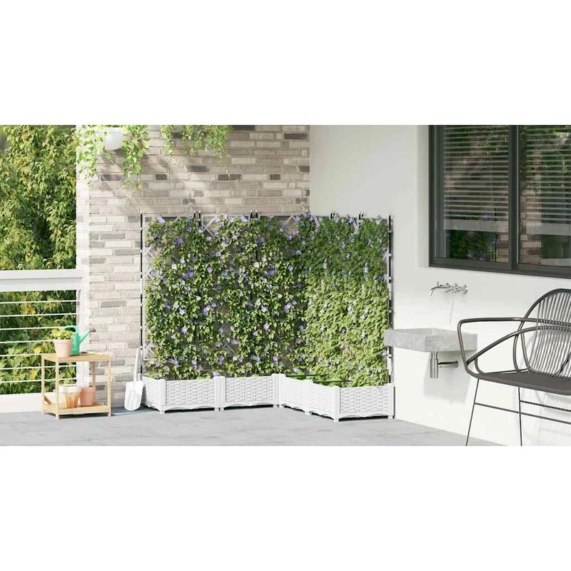 Macetero De Jardín 5 Uds. Blanco 120 X 120 X 125,5 Cm Pp