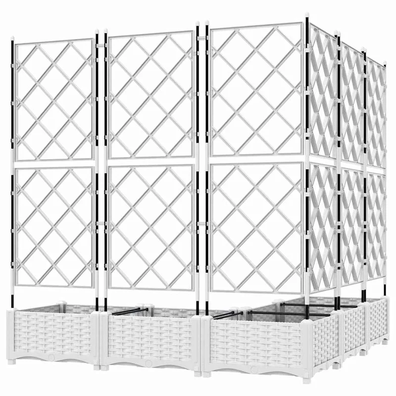 Macetero De Jardín 5 Uds. Blanco 120 X 120 X 125,5 Cm Pp