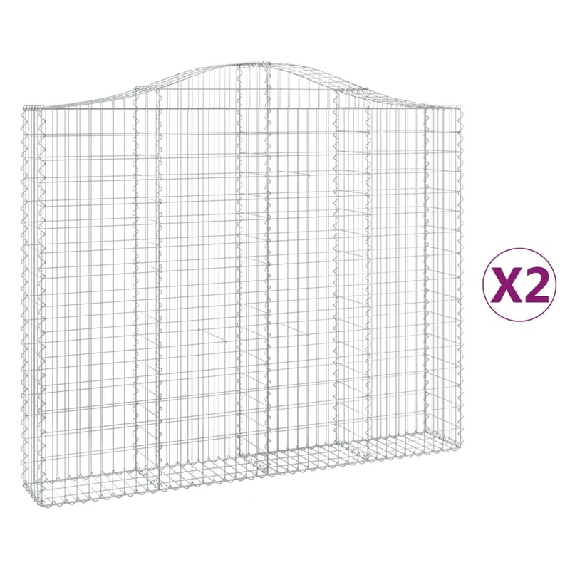 Cestas Gaviones 2 Uds Forma De Arco Hierro 200x30x160/180 Cm