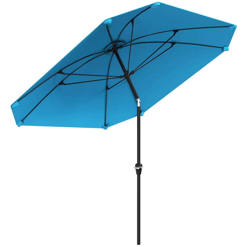 Outsunny Sombrilla De Terraza Exterior 233x233 Cm Con Ángulo Ajustable Azul