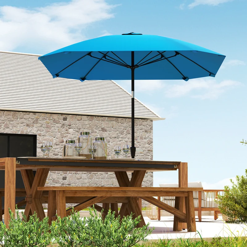 Outsunny Sombrilla De Terraza Exterior 233x233 Cm Con Ángulo Ajustable Azul