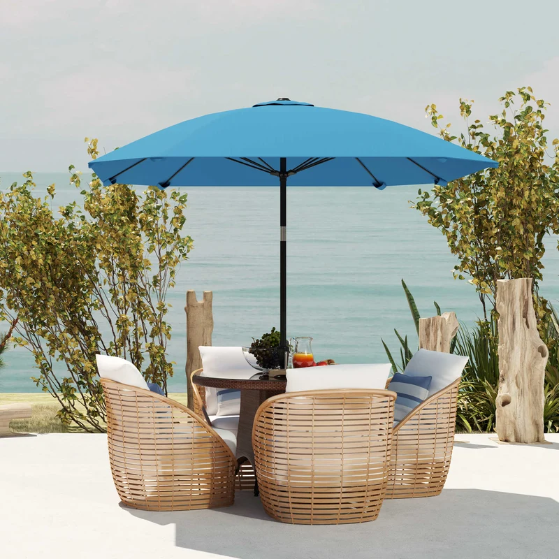 Outsunny Sombrilla De Terraza Exterior 233x233 Cm Con Ángulo Ajustable Azul