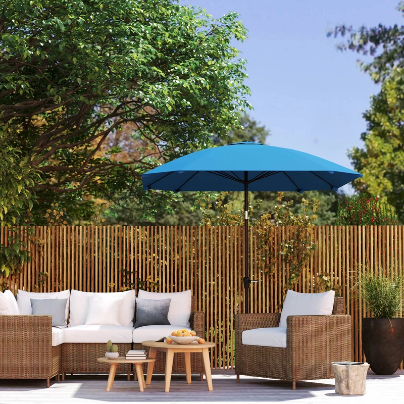 Outsunny Sombrilla De Terraza Exterior 233x233 Cm Con Ángulo Ajustable Azul