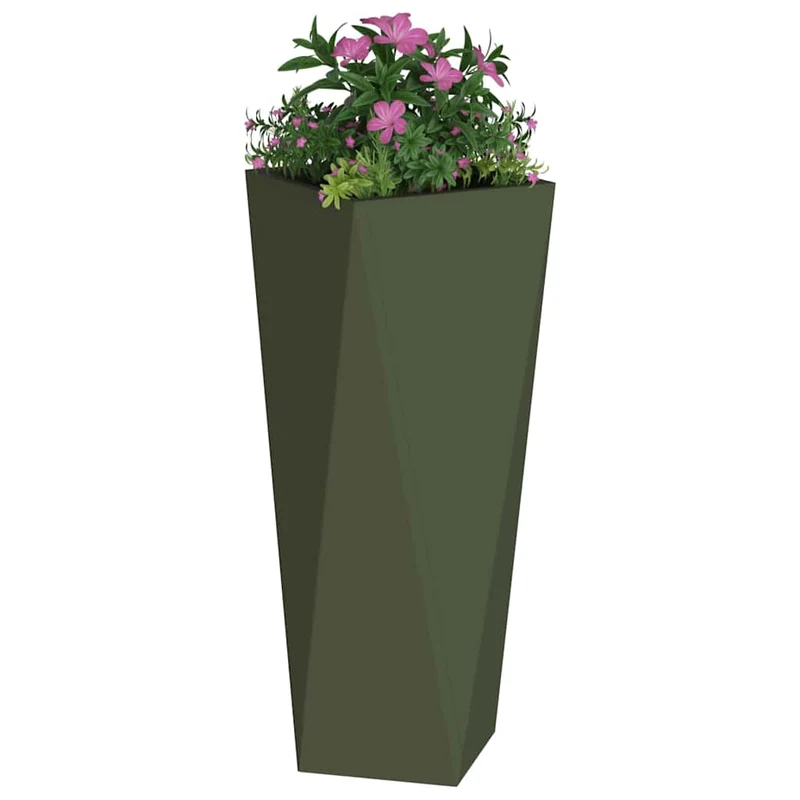 Jardinera 2 Uds. Verde Oliva 30 X 30 X 75 Cm Acero