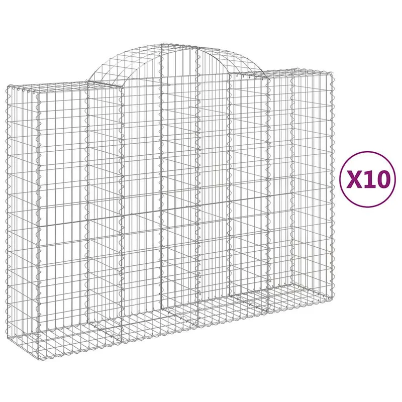 Cestas Gaviones 10 Uds Forma De Arco Hierro 200x50x140/160 Cm