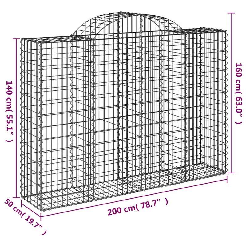 Cestas Gaviones 10 Uds Forma De Arco Hierro 200x50x140/160 Cm