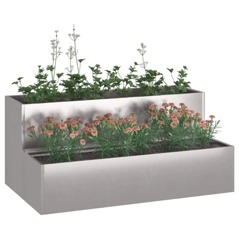 Macetero De Jardín Plateado 100 X 60 X 45 Cm Acero Inoxidable