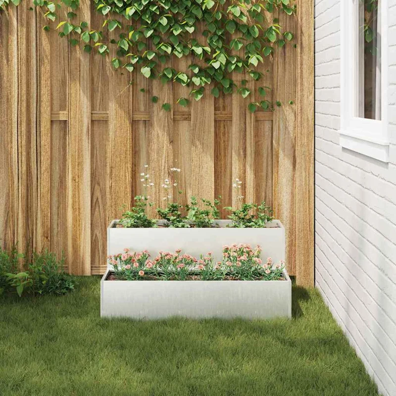 Macetero De Jardín Plateado 100 X 60 X 45 Cm Acero Inoxidable