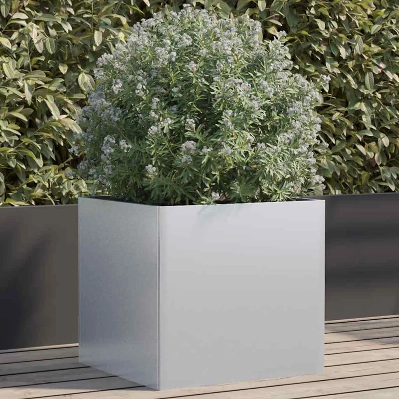 Jardinera De Acero Galvanizado Plateado 49x47x46 Cm