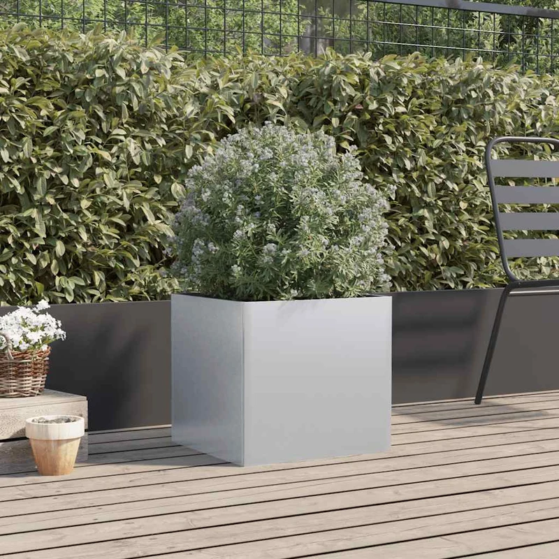 Jardinera De Acero Galvanizado Plateado 49x47x46 Cm