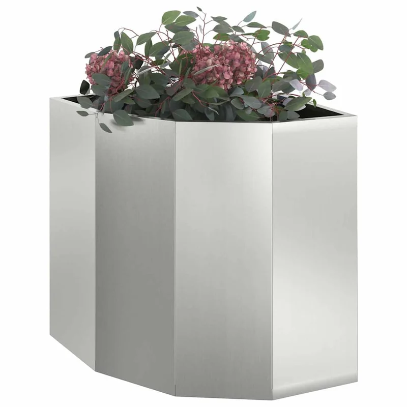 Macetero De Esquina Plateado 45 X 45 X 50 Cm Acero Galvanizado